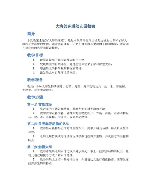 大海的味道幼儿园教案