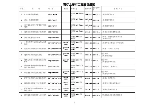现行2016上海市工程建设规范