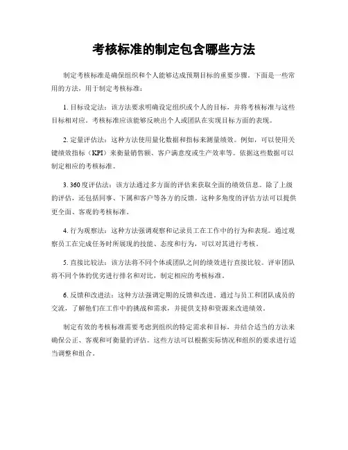 考核标准的制定包含哪些方法