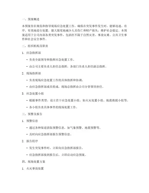 应急预案范文现场处置方案
