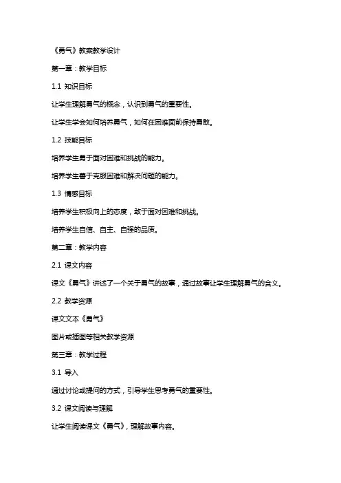 《勇气》 教案教学设计