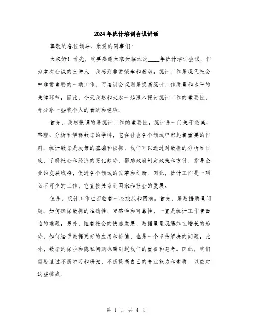 2024年统计培训会议讲话（2篇）