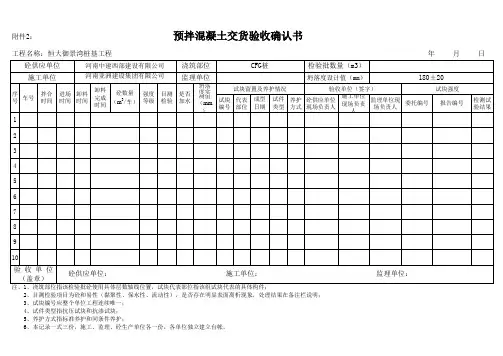 商品混凝土确认书(A4版)