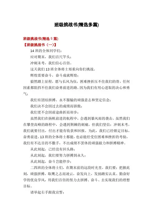 班级挑战书(精选多篇)