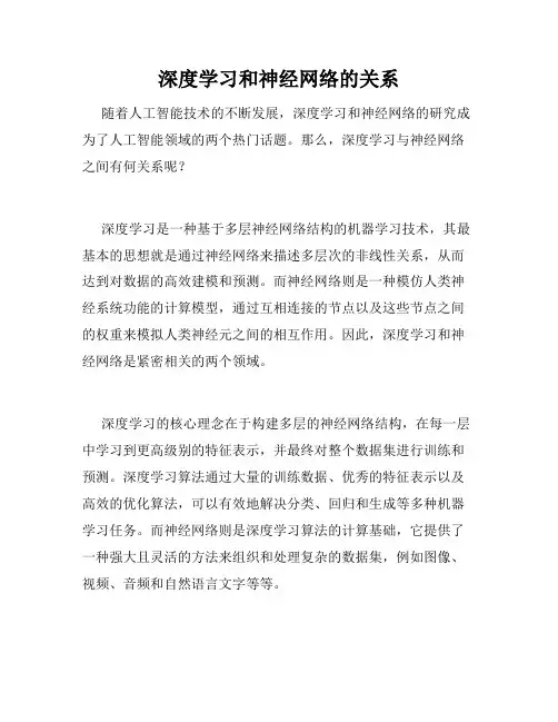 深度学习和神经网络的关系