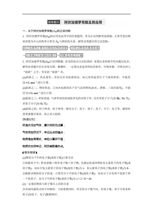 2020年高中化学新教材同步必修第一册  第2章 微专题六 阿伏伽德罗常数的理解与应用