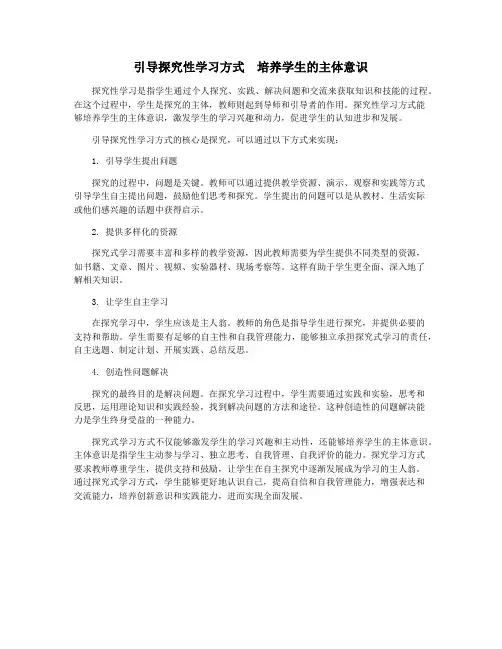 引导探究性学习方式  培养学生的主体意识