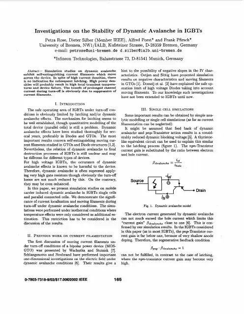 Investigations on the stability of dynamic avalanche in IGBTs