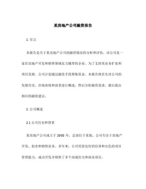某房地产公司融资报告