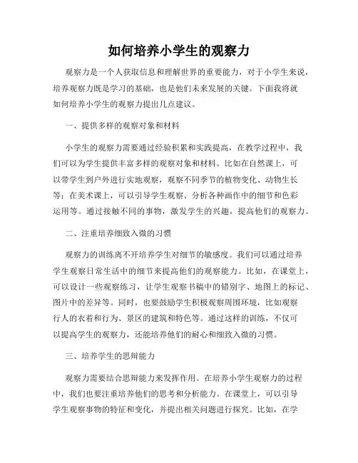 如何培养小学生的观察力