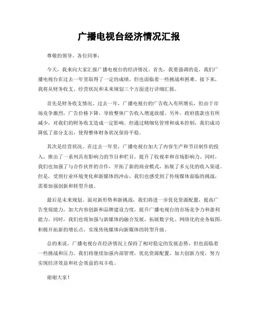 广播电视台经济情况汇报