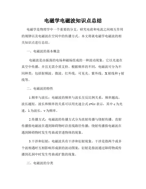 电磁学电磁波知识点总结