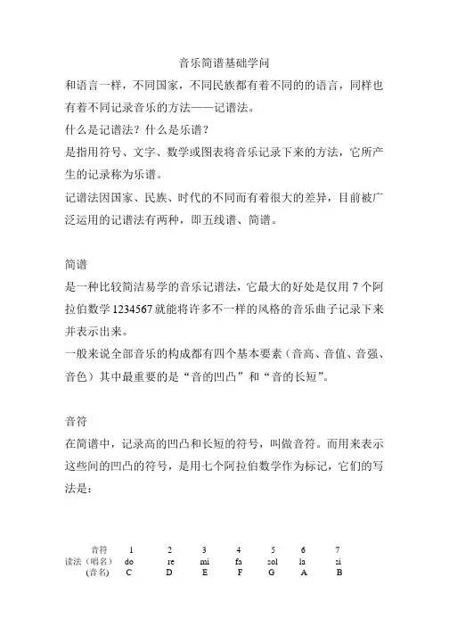 音乐简谱基础知识