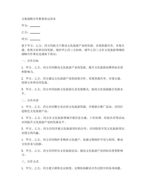 文旅战略合作框架协议范本