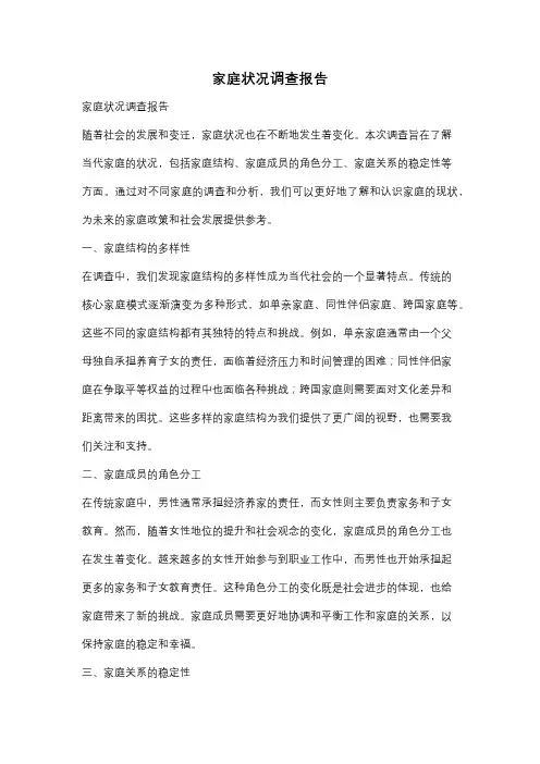 家庭状况调查报告
