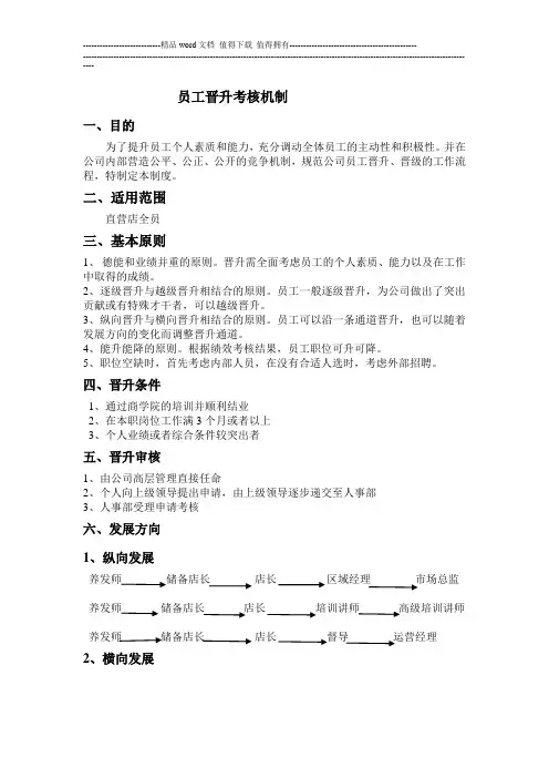 储备店长晋升考核机制