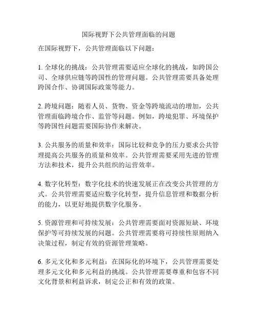 国际视野下公共管理面临的问题