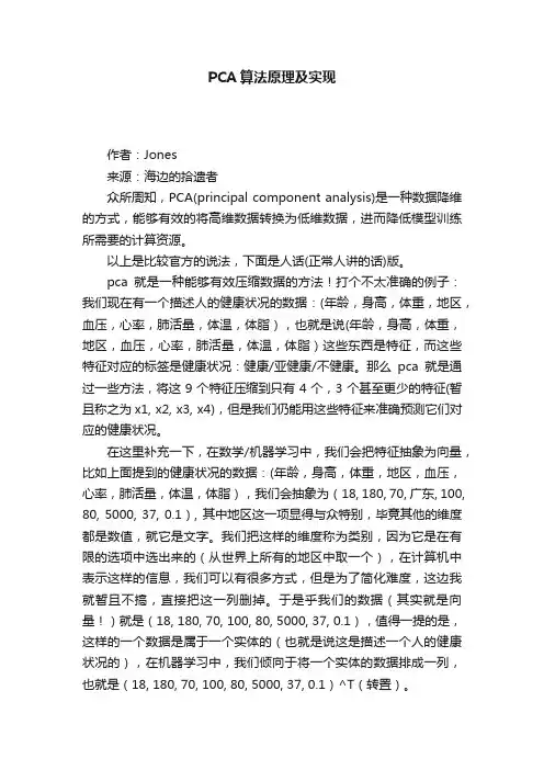 PCA算法原理及实现