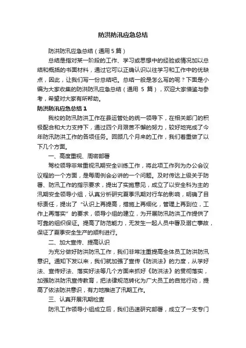 防洪防汛应急总结（通用5篇）