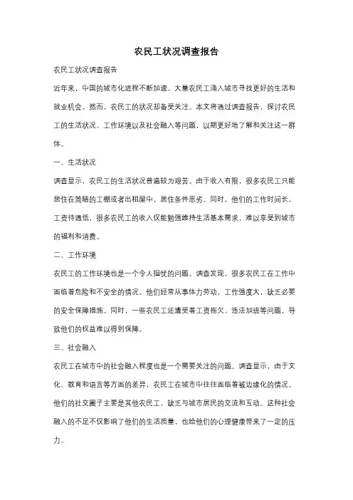 农民工状况调查报告