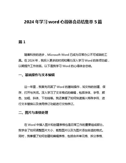 2024年学习word心得体会总结集萃5篇