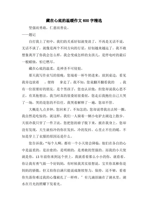 藏在心底的温暖作文600字精选