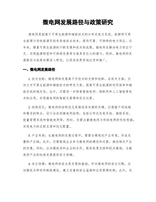微电网发展路径与政策研究