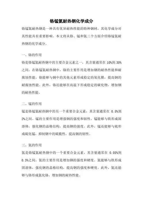 铬锰氮耐热钢化学成分