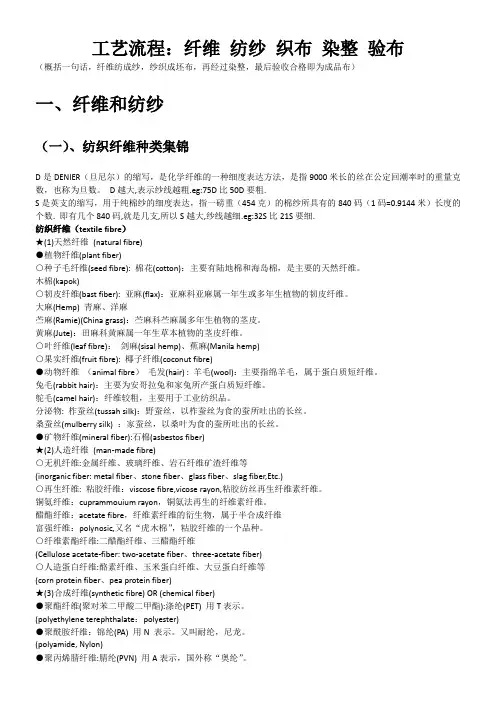 布料工艺流程及相关纺织知识综述