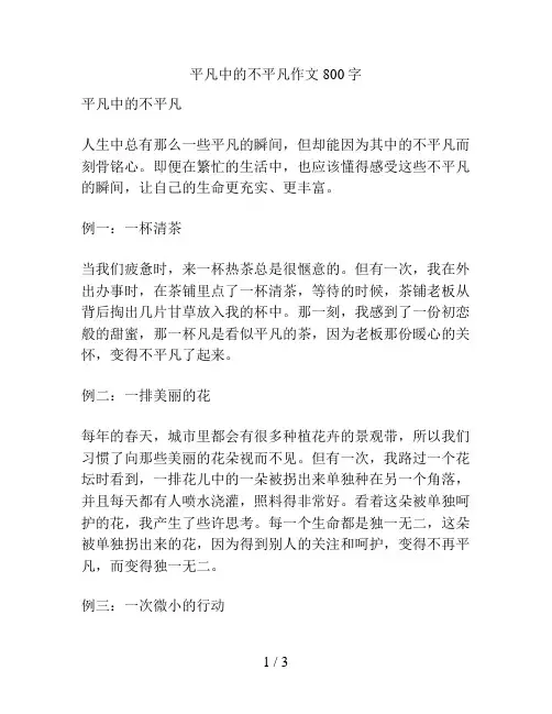 平凡中的不平凡作文800字