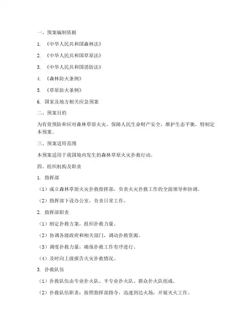 森林草原火灾扑救情况处置预案