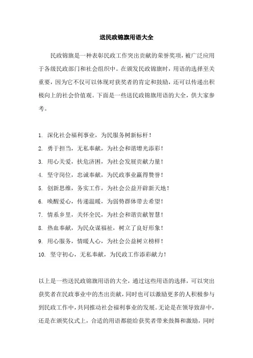 送民政锦旗用语大全