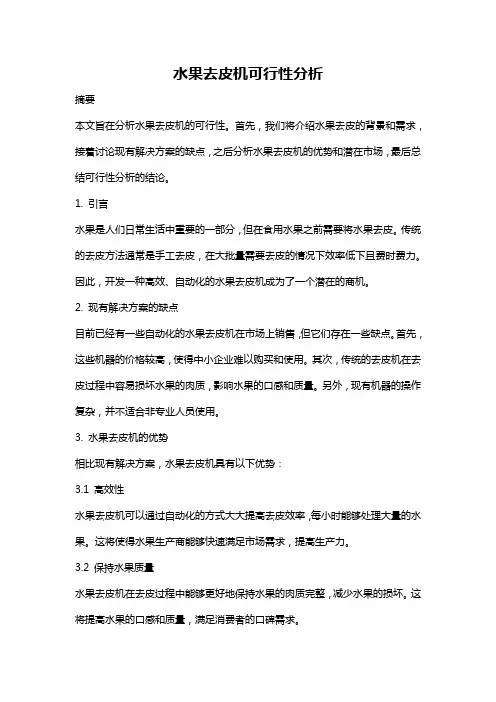 水果去皮机可行性分析