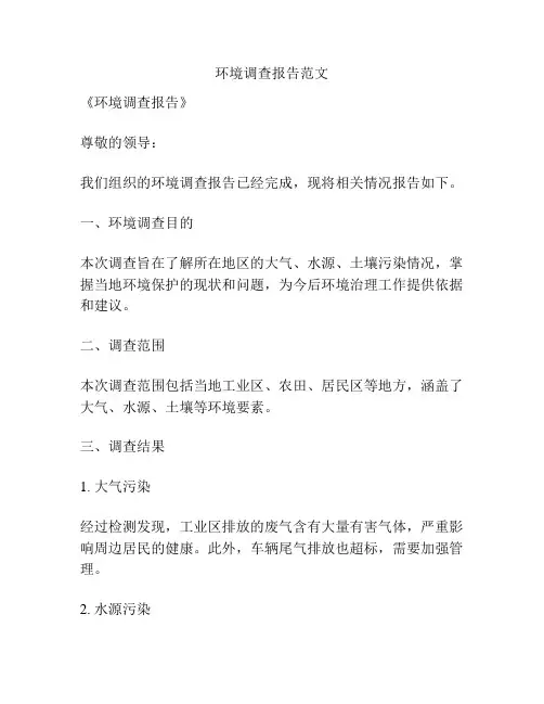 环境调查报告范文