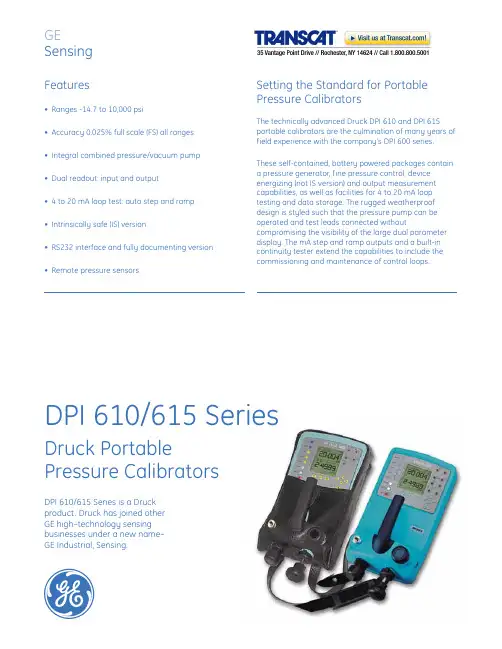 Druck DPI 610 615 Portable Pressure Calibrators说明书