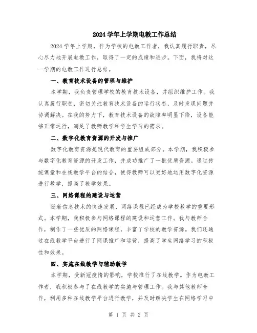 2024学年上学期电教工作总结