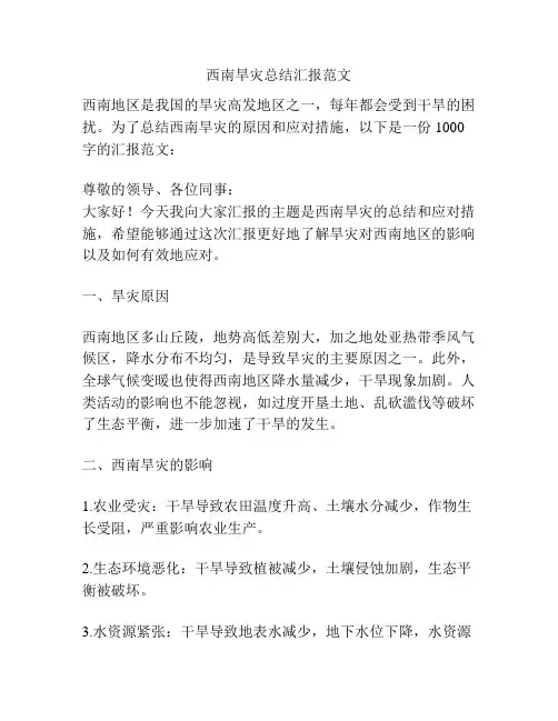 西南旱灾总结汇报范文