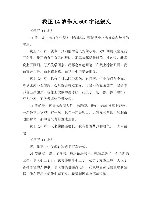 我正14岁作文600字记叙文