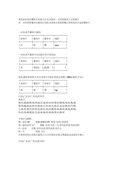 白话(广东话广州话)常用词