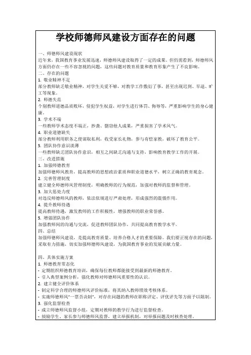 学校师德师风建设方面存在的问题