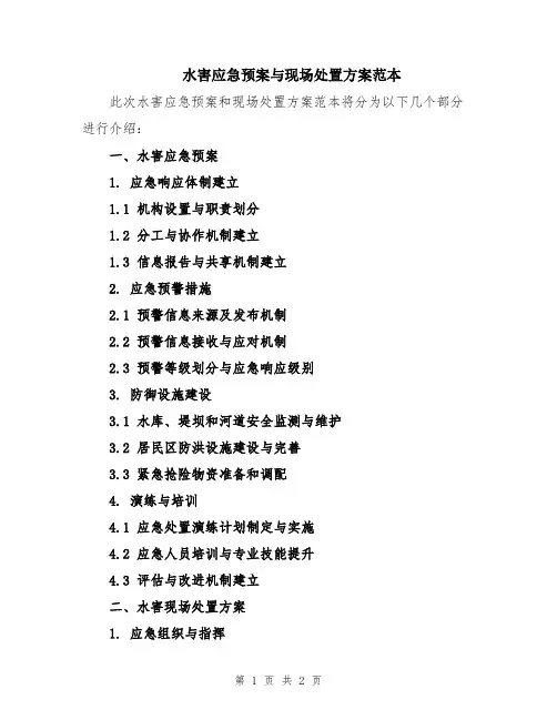 水害应急预案与现场处置方案范本