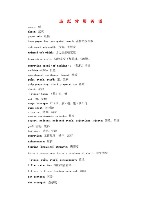 造纸常用英文[1]