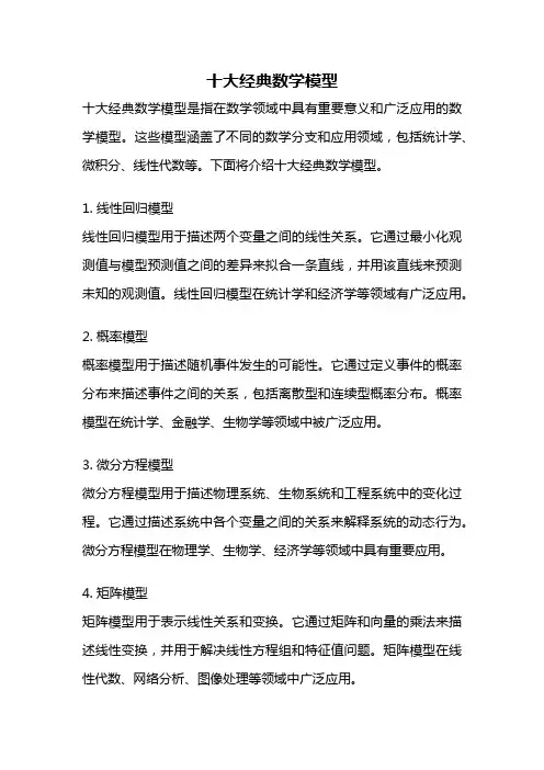 十大经典数学模型