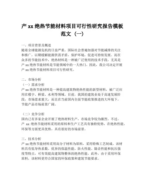产xx绝热节能材料项目可行性研究报告模板范文 (一)