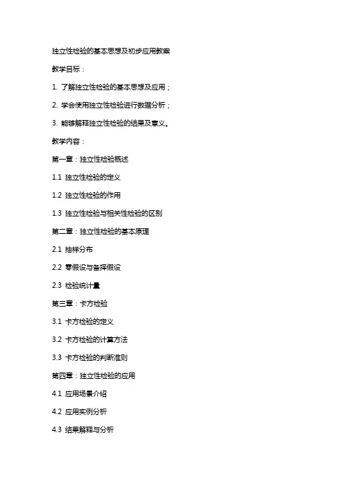 独立性检验的基本思想及初步应用教案