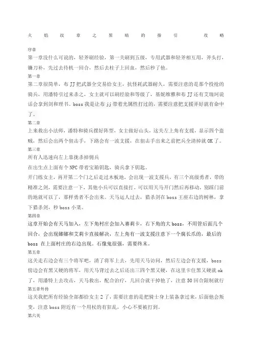 火焰纹章黑暗的指引攻略