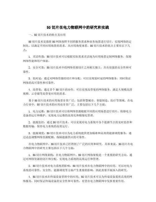 5G切片在电力物联网中的研究和实践