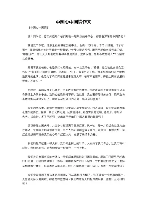 中国心中国情作文