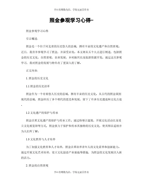 照金参观学习心得-