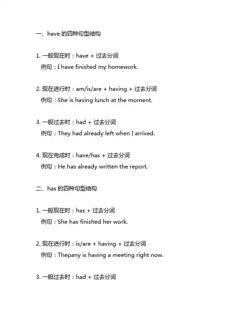 have和has的四种句型结构